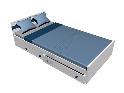 带床单的木制双床卧室枕头休息装潢双人床睡觉棕色背景图片
