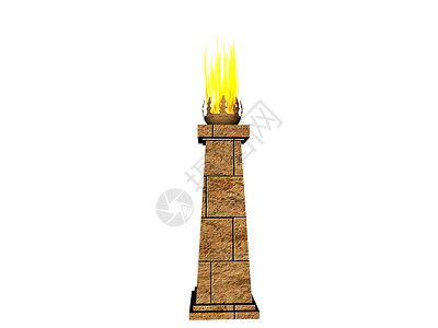 燃烧烈火高柱的古董列接待入口辉光火盆火焰气势灯光黄色棕色背景图片