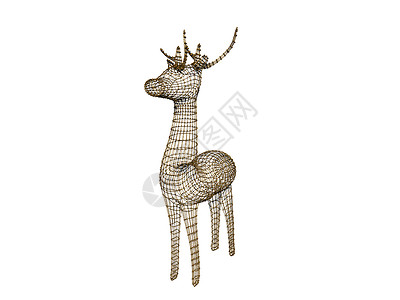 漫画动物鹿从铁丝线上编成的驯鹿雕像喇叭棕色蹄子鹿角毛皮动物漫画背景