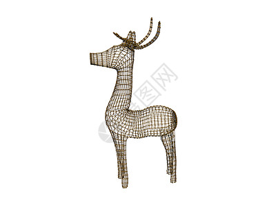 从铁丝线上编成的驯鹿雕像喇叭鹿角蹄子毛皮动物漫画棕色背景图片