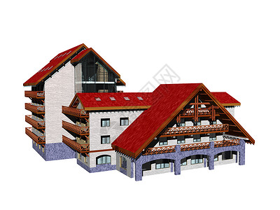 度假村内有红色屋顶的旅馆综合设施综合体住宅区建筑大学高楼酒店圆顶背景图片