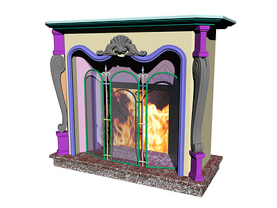 起居室燃烧火炉壁炉加热石头温暖火焰网格日志客厅背景图片