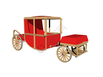 带行李的彩色皇家载客车漫画驾驶童话运输窗帘车辆脚步旅行车轮马车背景图片