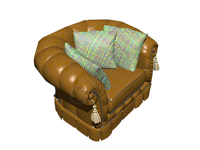 重棕色手椅 有坐垫绒球家具真皮客厅装潢扶手枕头绿色扶手椅背景图片