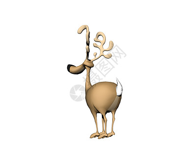漫画动物鹿带鹿角的嬉笑卡通驯鹿蹄子动物棕色喇叭漫画毛皮背景