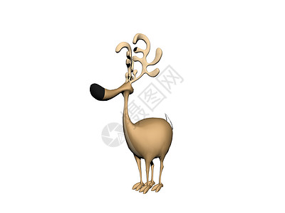 漫画动物鹿带鹿角的嬉笑卡通驯鹿喇叭毛皮蹄子棕色动物漫画背景