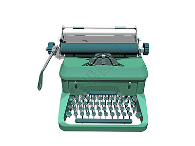 用于信件的旧式绿色打字机钥匙力学寺庙金属秘书处背景图片