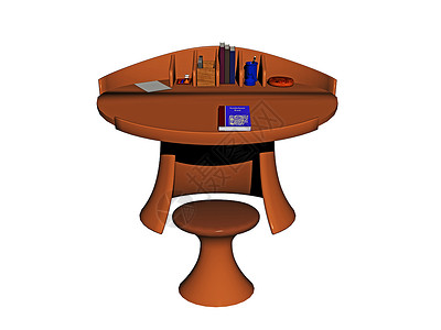 配备用具的Oval办公桌实木家具棕色抽屉办公家具桌子粮食背景图片