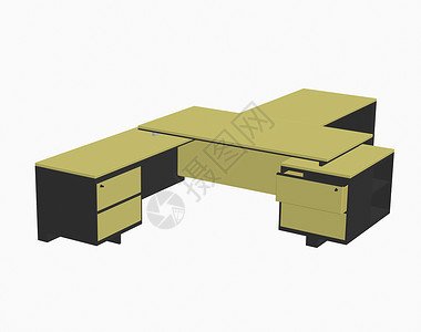 办公室的大型办公桌家具黄色办公家具棕色背景图片
