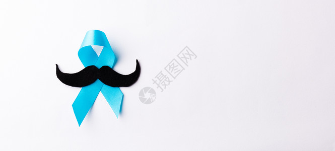 黑胡子纸和淡蓝色丝带蓝色卫生男性前列腺活动生活机构疾病父亲癌症背景