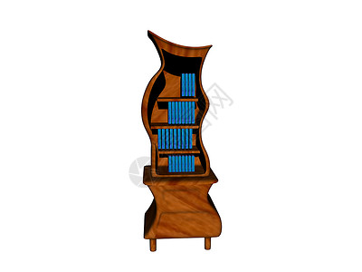 扭曲的漫画书架橱柜壁架脚步图书架子图书馆棕色贮存家具盒子背景图片