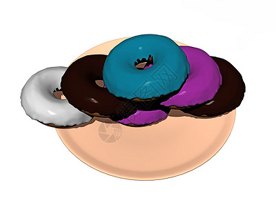 彩色甜甜甜圈作为甜点盘子蛋糕粒子甜甜圈糖果背景图片
