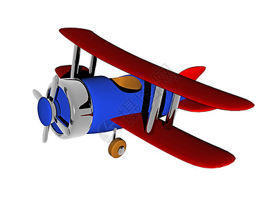 带有螺旋桨的旧双翼飞机尾部红色座舱翅膀单元天空飞行蓝色机壳背景图片