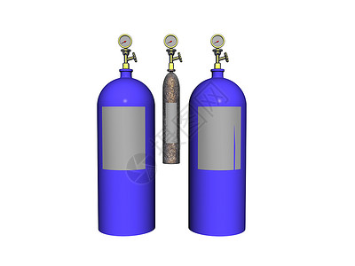 用于潜水的压缩空气气瓶金属阀门运动钢瓶氧气瓶蓝色背景