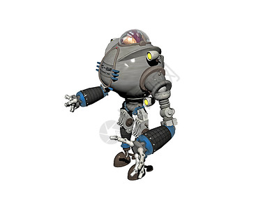 格斗机器人有四肢的金属机器人灰色格斗机力量钢铁关节机械巨人背景