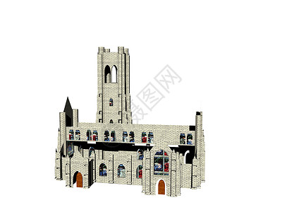 古代教会的毁灭玻璃窗废墟大教堂祷告建筑彩色背景图片
