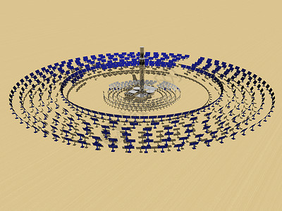 沙漠中的大圆环太阳系发电厂发电太阳能生产能源背景图片
