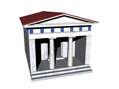 古罗马或希腊文寺庙石头大厅红色门廊名人堂建筑背景图片