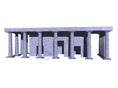 古罗马或希腊文名人堂寺庙建筑大厅石头红色门廊背景图片
