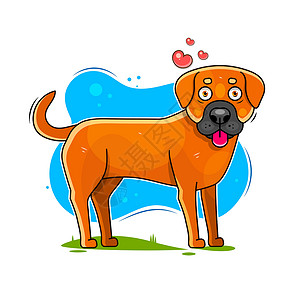 快乐的卡通小狗 戴项圈的可爱小狗的画像 狗友 矢量图 孤立背景图片