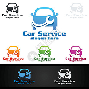 配车和修理的汽车服务Logo燃料工具车轮机械运输速度引擎运动车辆插图背景图片