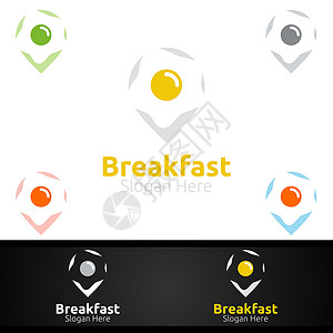 早餐店LOGO餐馆 咖啡厅或在线餐饮提供快餐快餐供应服务Logo插图咖啡店早餐速度导游厨师酒吧食物标识厨房插画