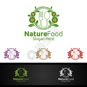 早餐食谱餐厅或咖啡厅的自然健康食品标签模板设计图片