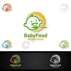 宝宝吃辅食婴儿食品营养或补充性婴儿食品标签概念早餐餐饮食谱叶子沙拉厨房标识导游推广生态设计图片