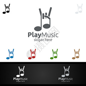 配有笔记和游戏概念的摇滚音乐Logo背景图片