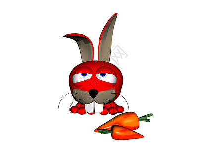 长耳朵的红色红卡通兔子漫画胡须女性感官卡通片背景图片