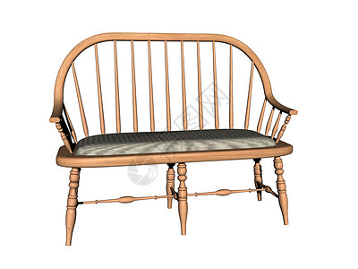 配有坐垫的木制花园长椅靠背家具长凳休息公园棕色背景图片