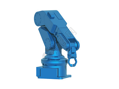 使用大型旋转臂的蓝色工业机器人关节流水线起重机机器背景图片