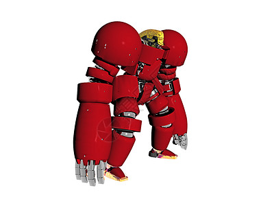 红色巨型机器人在运行中力量格斗机机械金属钢铁关节巨人背景图片