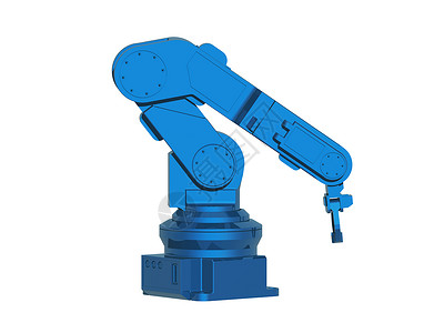 使用大型旋转臂的蓝色工业机器人机器关节流水线起重机背景图片
