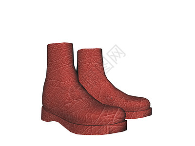 红皮靴作为步行鞋跑步衣服红色系带鞋类皮革背景图片