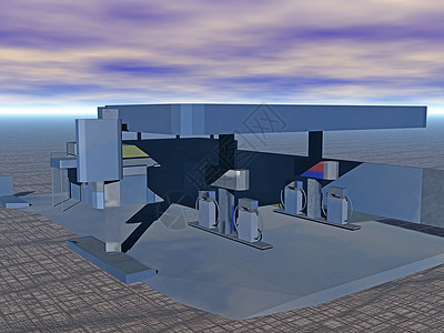 配有汽油泵的加油站天空运动燃料燃油喷嘴建筑蓝色商业运输汽油背景图片