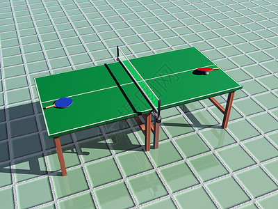 绿桌网状网球和电击游戏运动乒乓球跨越绿色红色乒乓球拍游戏板竞技背景图片
