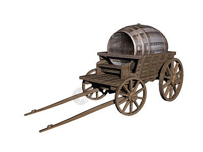 配有拔巴和大啤酒桶的木制木板车车轮辐条木板马车板条拉杆车皮酒桶大车背景图片