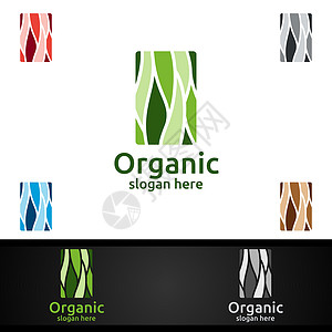 草药 生态 健康 瑜伽 食品或农场概念的天然和有机Logo设计模板温泉生物学花园推广蔬菜食物标志生物生活疗法背景图片