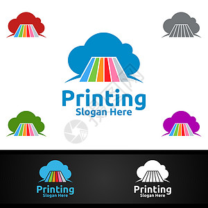 网易云logo用于媒体 零售 广告 报纸或书籍概念的云式印刷公司Vector Logo设计插画