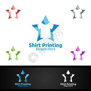 洗衣 T衬衫商店 零售 广告或服装社区概念的Vector Logo设计 Star T衬衣印刷公司背景图片