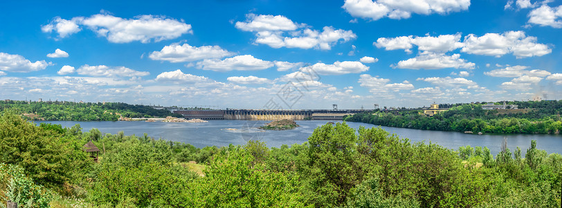 第聂伯乌克兰Zaporozhye的Dnieper水电站文化晴天建筑学水力发电旅行旅游历史背景