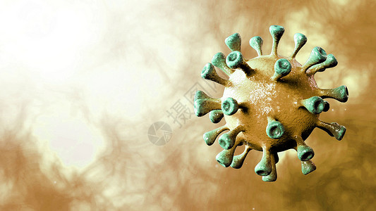 电晕病毒橙色旋转在中心旋转 与动态背景隔离 微生物学和病毒学概念 Covid-19 病毒横幅 疾病和流行病 3d 渲染 4k 高背景图片