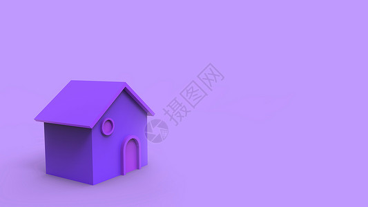 有浅青色背景的小紫外小屋HD 出售房屋租赁 要购买 单独插图 3d 文本复制空间背景图片