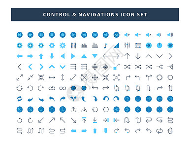 带有平板样式设计矢量的控制和导航图标集背景图片