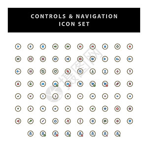 控件和导航矢量图标 带有填满的大纲样式设计背景图片