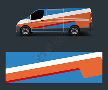 汽车图形抽象条纹设计矢量 卡车和车辆货车图形乙烯基包装的抽象线条设计概念品牌火焰推广嘲笑公共汽车橙子公司贴纸蓝色身份背景图片