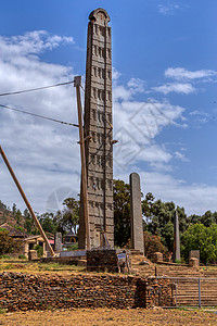 埃塞俄比亚阿克苏姆市古代方尖碑王国纪念碑世界蓝色纪念馆帝国石碑国王文化旅游背景图片