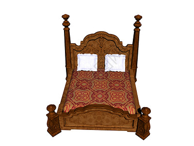 卧室的木制双床金属双人床休息框架寝具床垫枕头背景图片