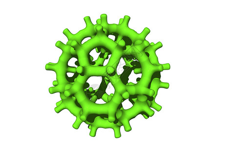 由碳原子组成的巴基球环结构形成一个球高清图片